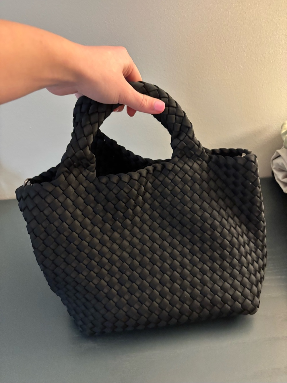 Naghedi Woven Black Crossbody Bag with detachable shoulder Strap
